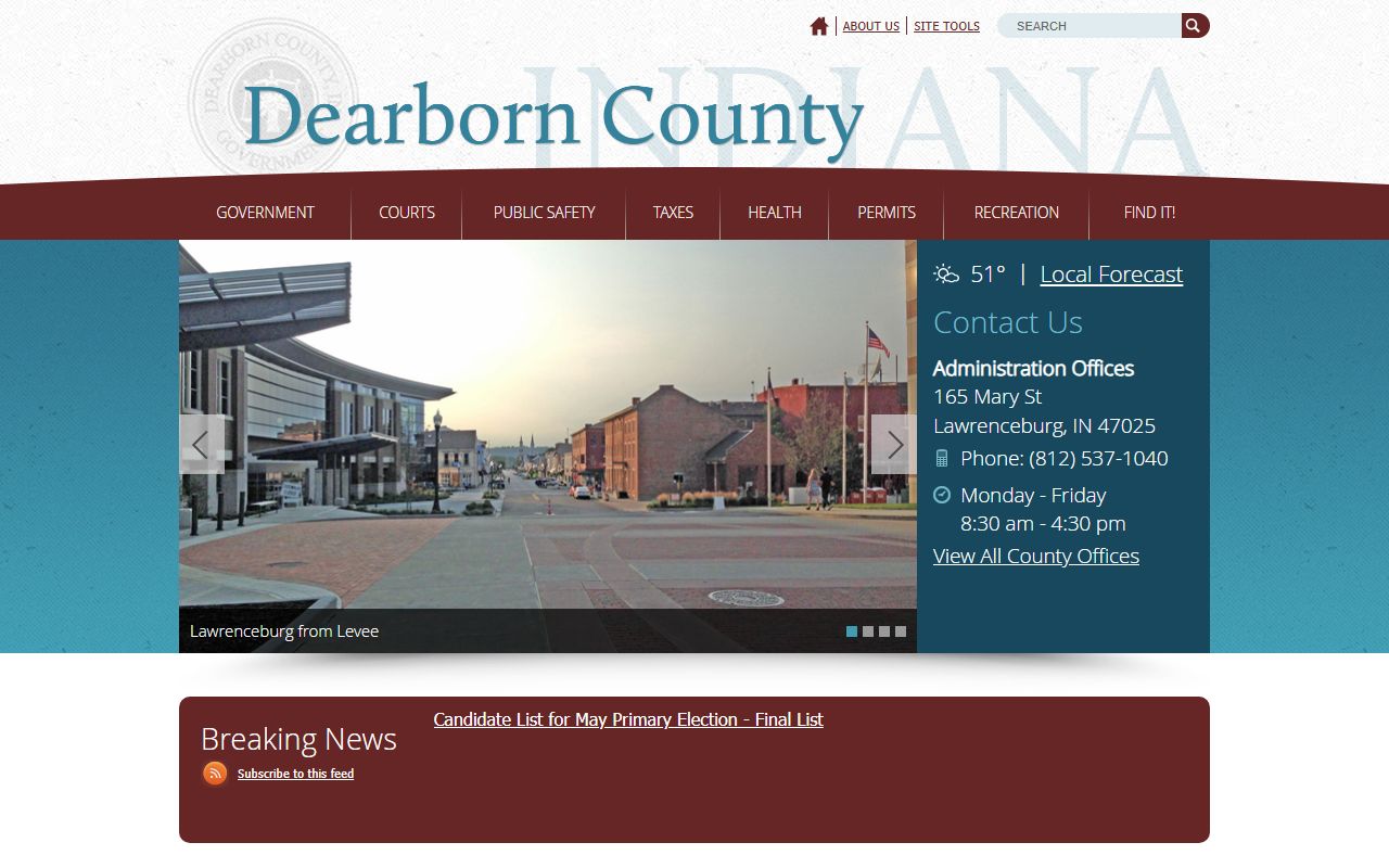 Dearborn County Indiana court docket website