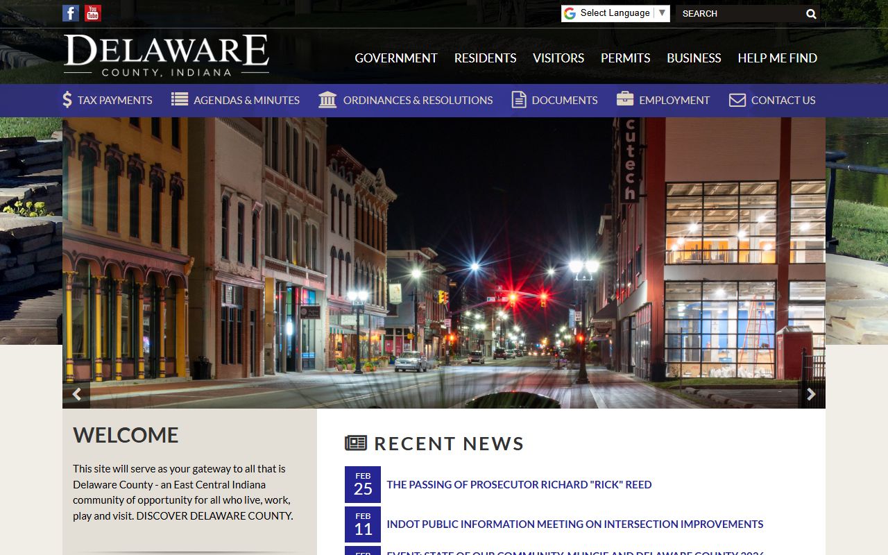 Delaware County Indiana court docket homepage