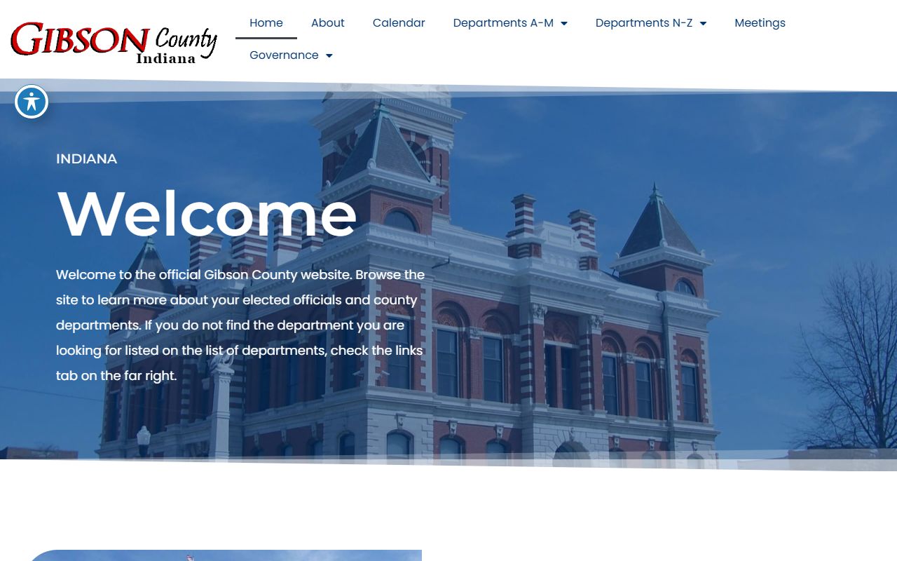 Gibson County government homepage for court docket access