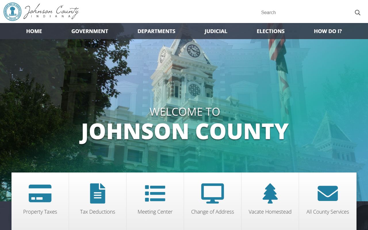 Johnson County court docket homepage in Franklin Indiana