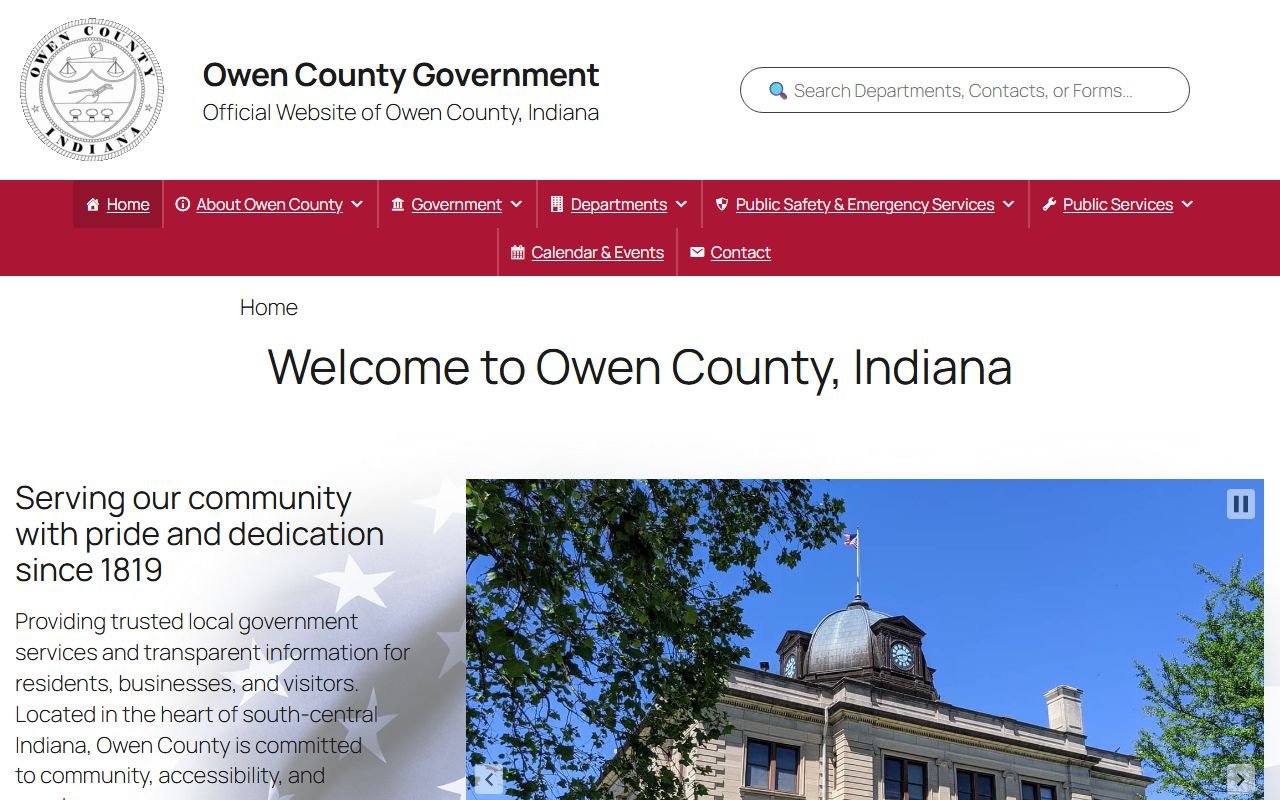 Owen County Indiana government website for court docket information