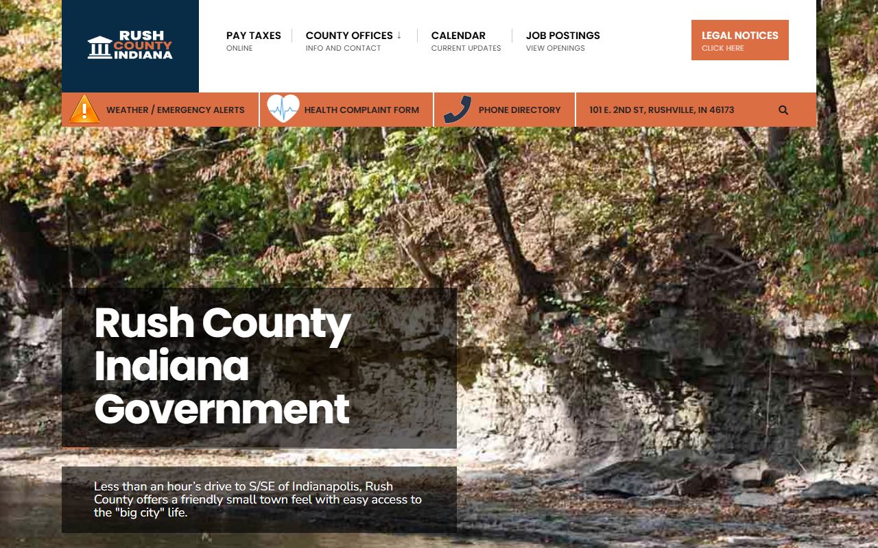 Rush County Indiana government homepage for court docket information