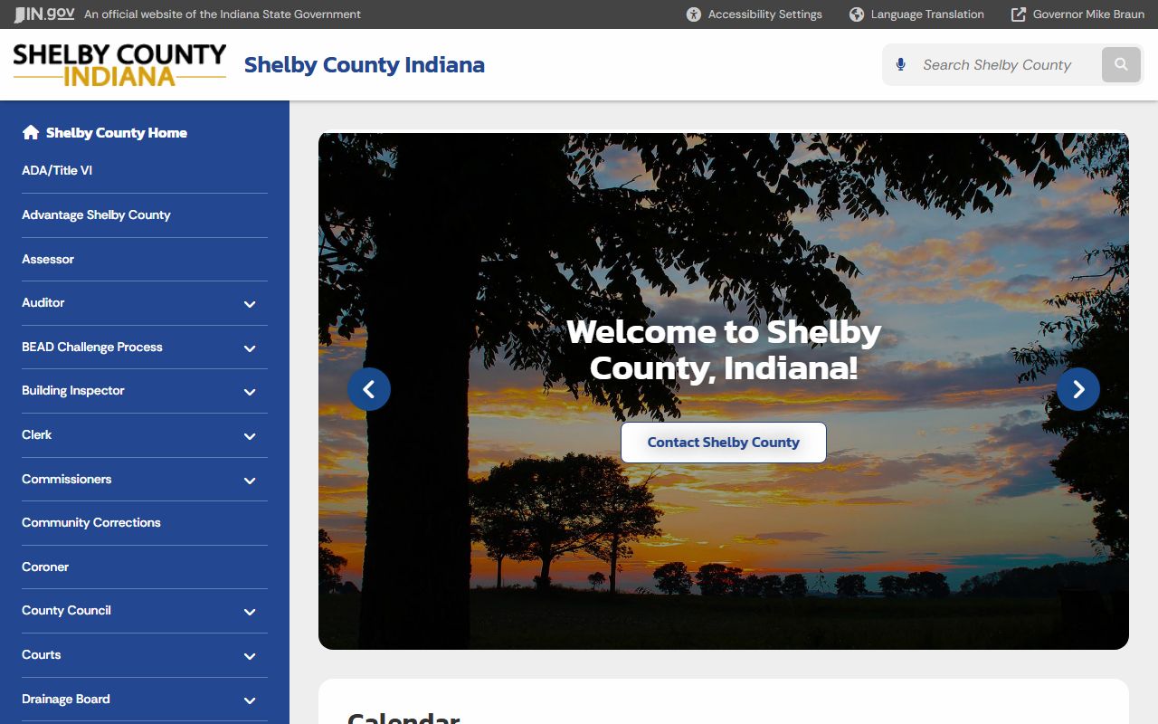 Shelby County Indiana government homepage court docket resources