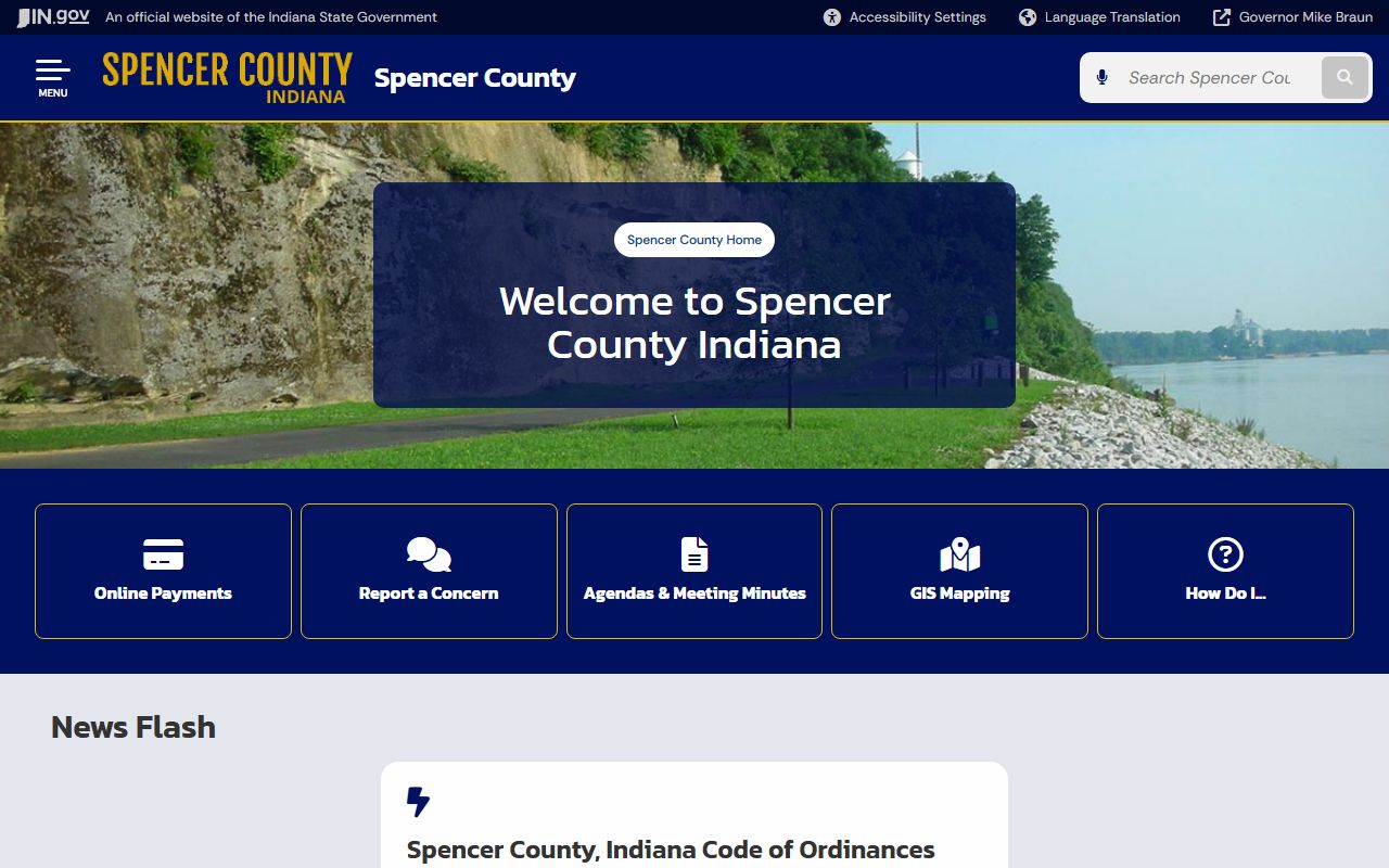 Spencer County Indiana government homepage for court docket access
