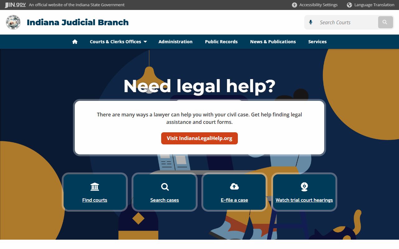 Indiana Supreme Court homepage for court docket resources