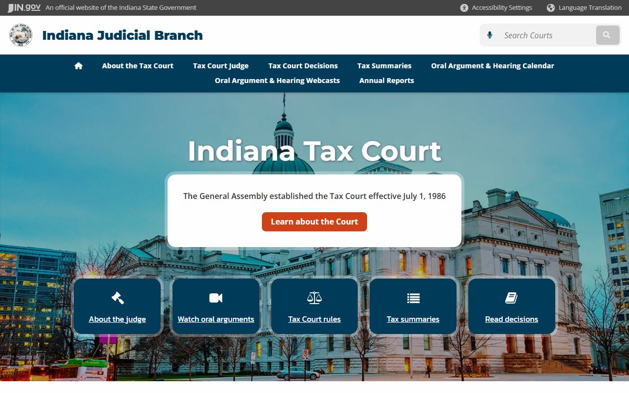 Indiana Tax Court docket and case filing information